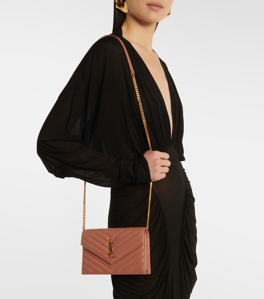 Saint Laurent Cassandre matelass√É¬© leather wallet on chain