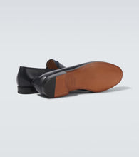 John Lobb Lopez leather and denim penny loafers
