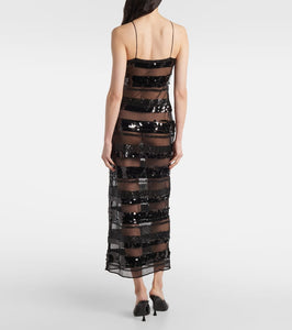 Oseree Sequined striped maxi dress