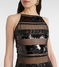Oseree Sequined striped maxi dress