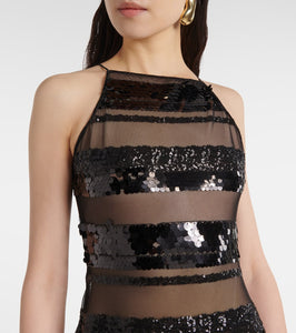 Oseree Sequined striped maxi dress