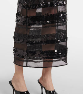 Oseree Sequined striped maxi dress