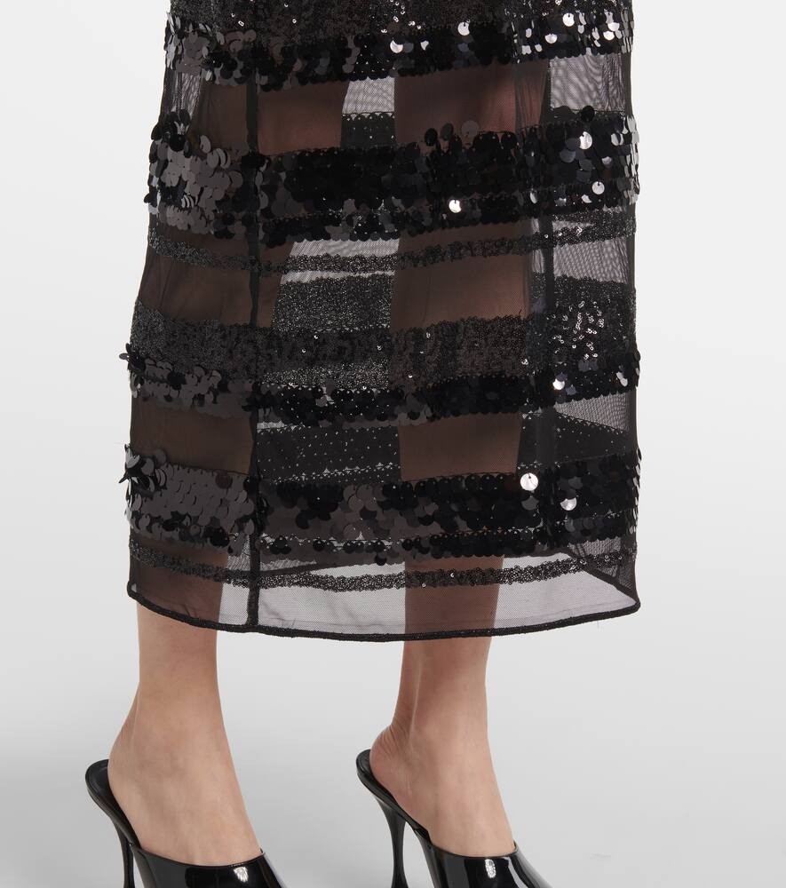 Oseree Sequined striped maxi dress
