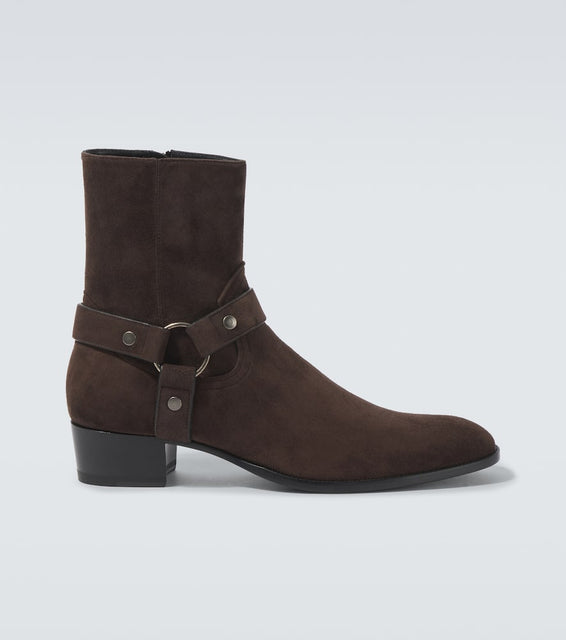 Saint Laurent Wyatt Harness suede ankle boots