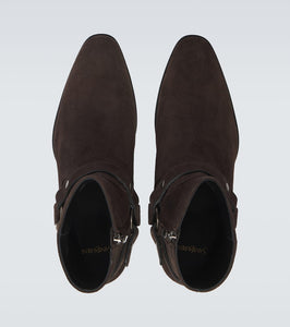 Saint Laurent Wyatt Harness suede ankle boots