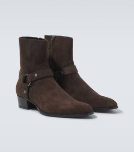 Saint Laurent Wyatt Harness suede ankle boots