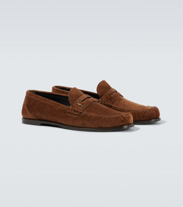 Saint Laurent Laurent Cassandre suede penny loafers