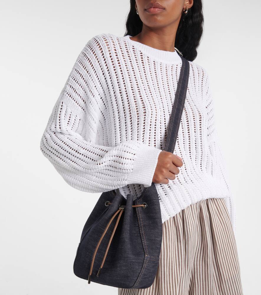 Brunello Cucinelli Foulard Small denim bucket bag