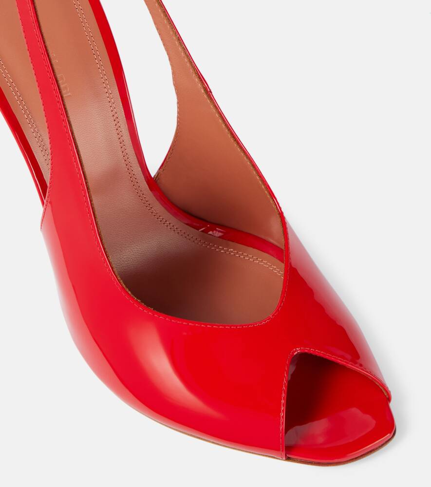 Amina Muaddi Kristina 105 patent leather peep-toe pumps