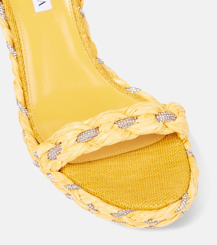 Aquazzura Costiera Crystal raffia espadrille wedges