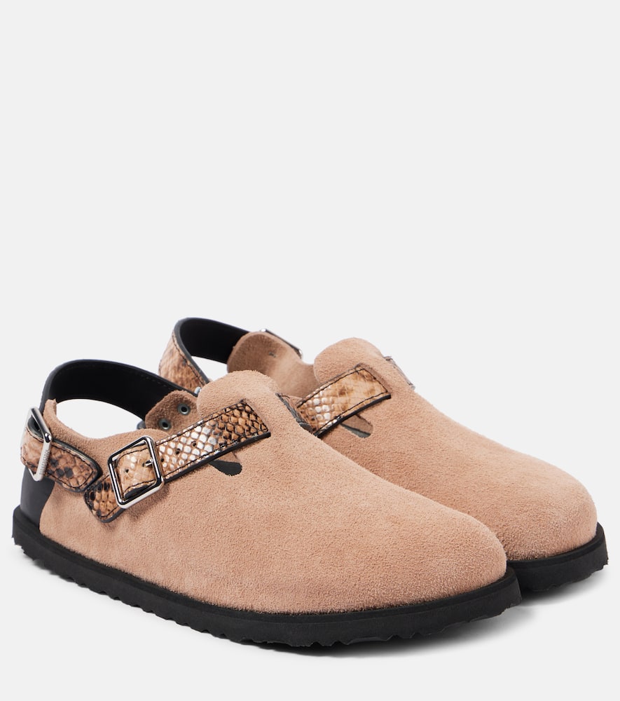 Birkenstock 1774 Tokio snake-effect suede clogs