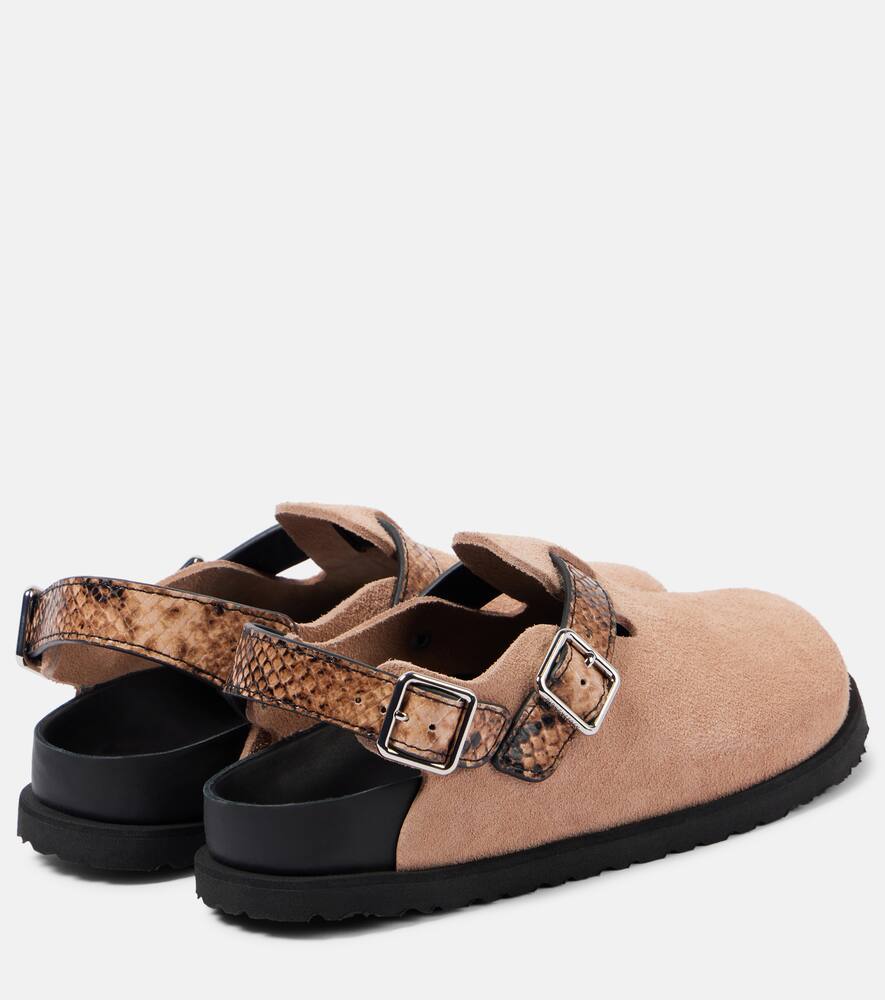 Birkenstock 1774 Tokio snake-effect suede clogs