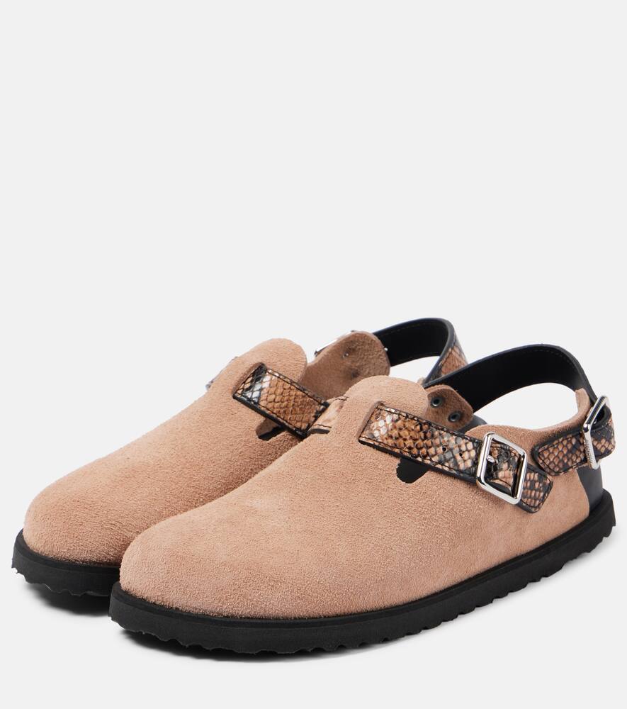 Birkenstock 1774 Tokio snake-effect suede clogs