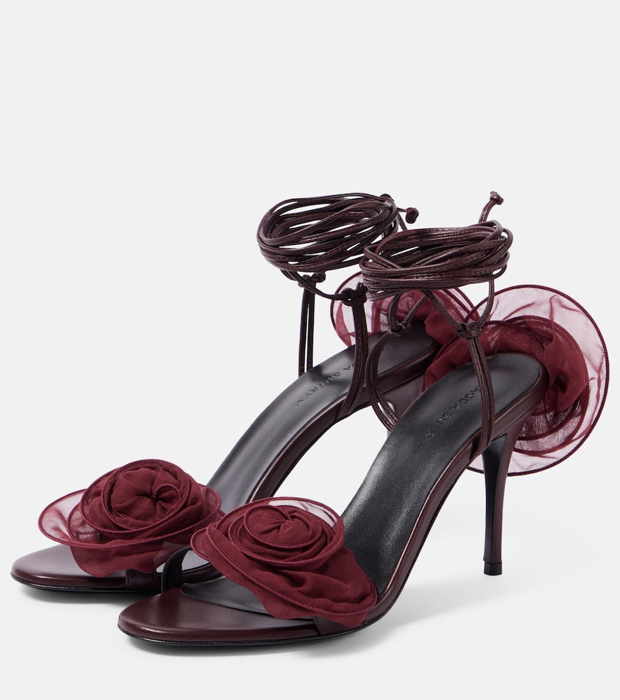 Magda Butrym 90 floral-applique leather sandals