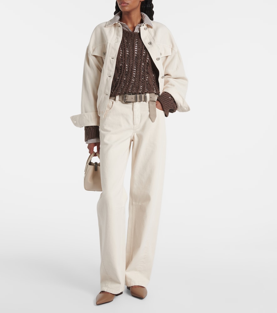 Brunello Cucinelli Pointy leather slingback flats