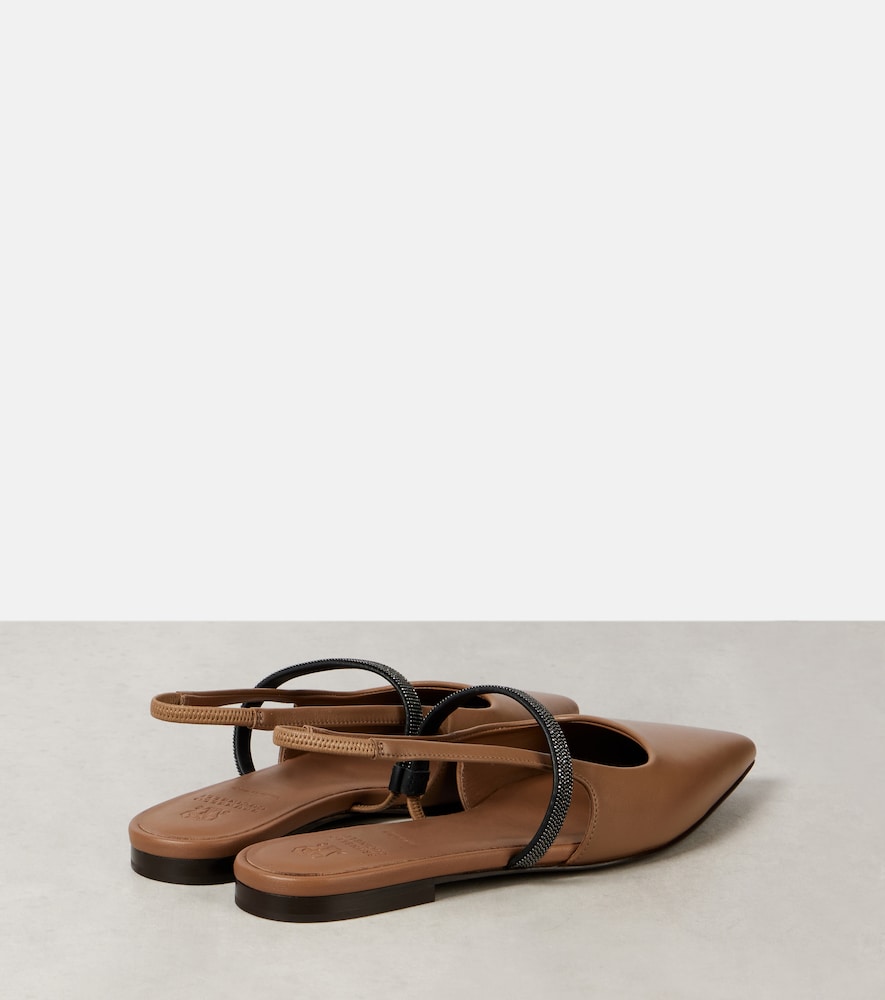 Brunello Cucinelli Pointy leather slingback flats