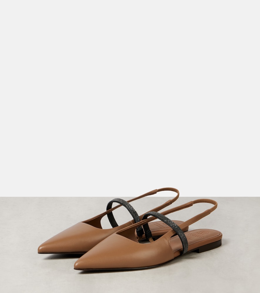 Brunello Cucinelli Pointy leather slingback flats