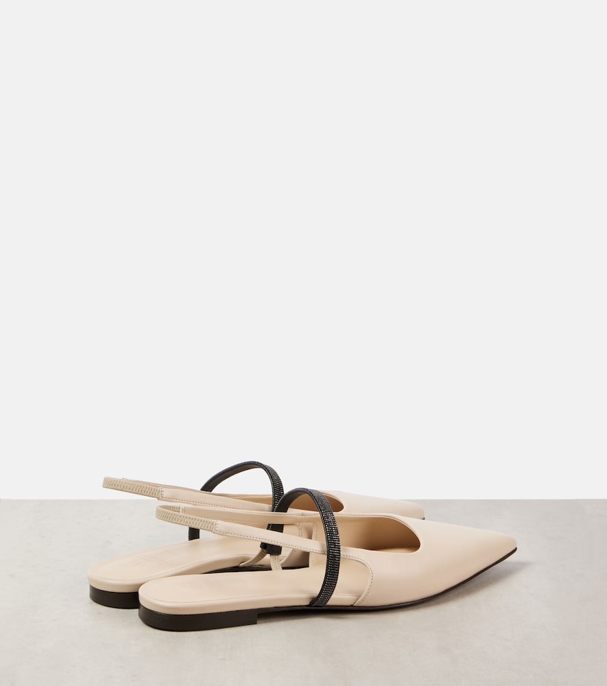 Brunello Cucinelli Pointy leather slingback pumps