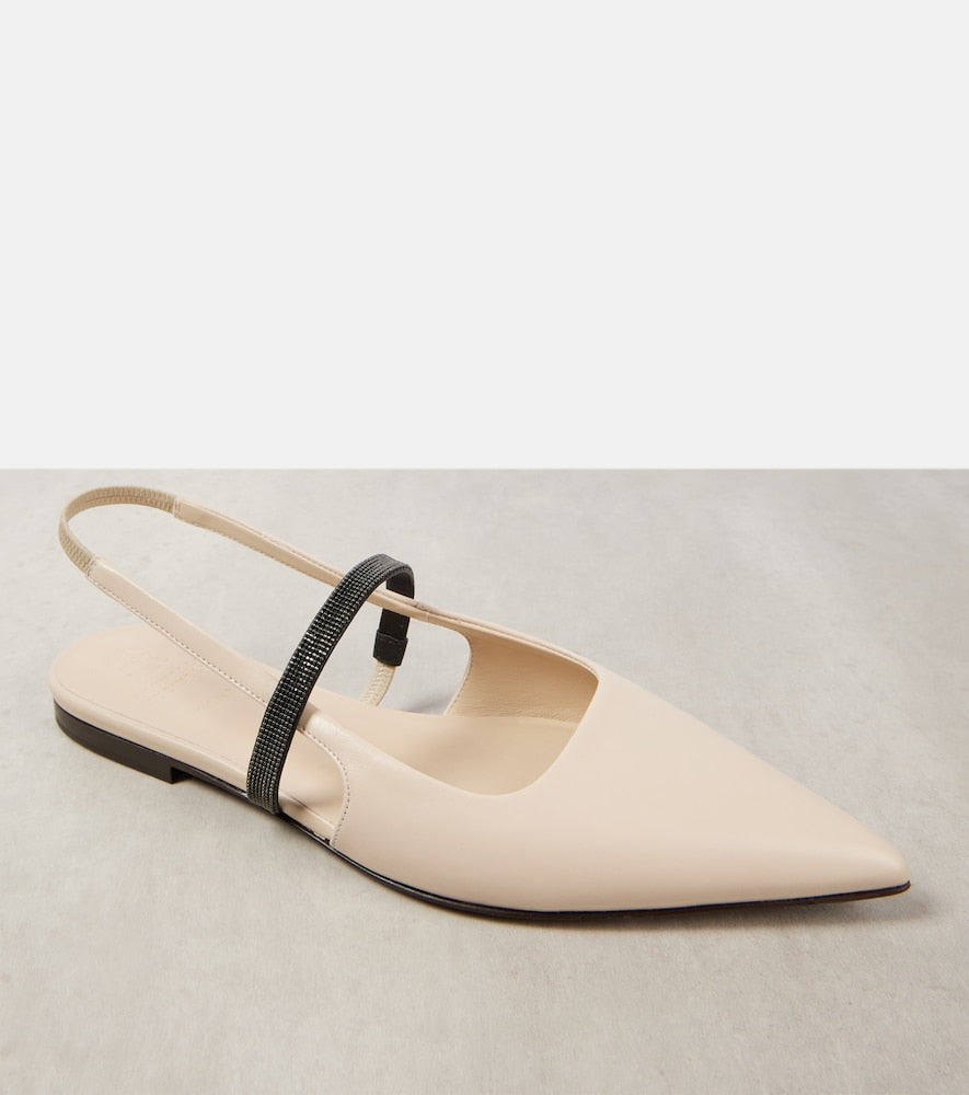 Brunello Cucinelli Pointy leather slingback pumps