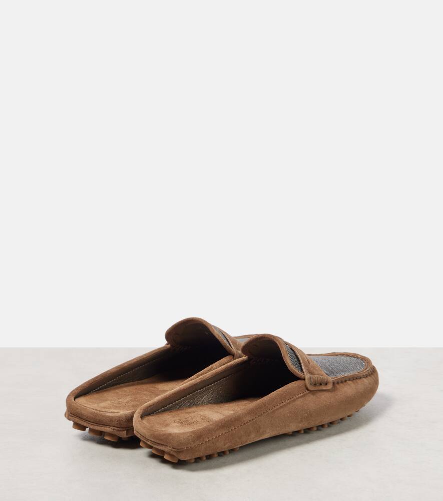 Brunello Cucinelli Monili suede driving mules