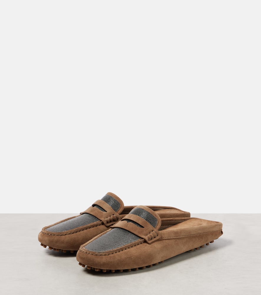 Brunello Cucinelli Monili suede driving mules