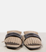 Brunello Cucinelli Fringed suede slippers