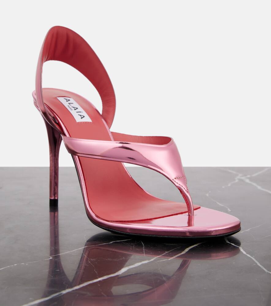 Alaia Infradito 90 metallic leather sandals