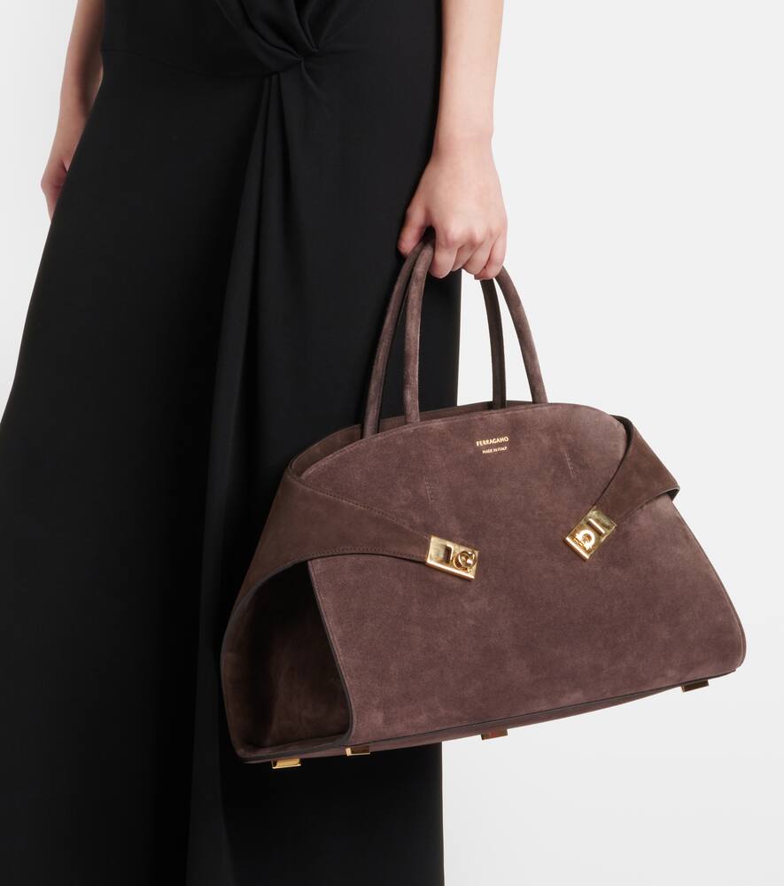 Ferragamo Hug Large suede tote bag