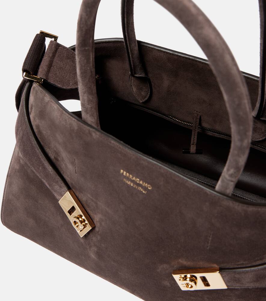 Ferragamo Hug Large suede tote bag