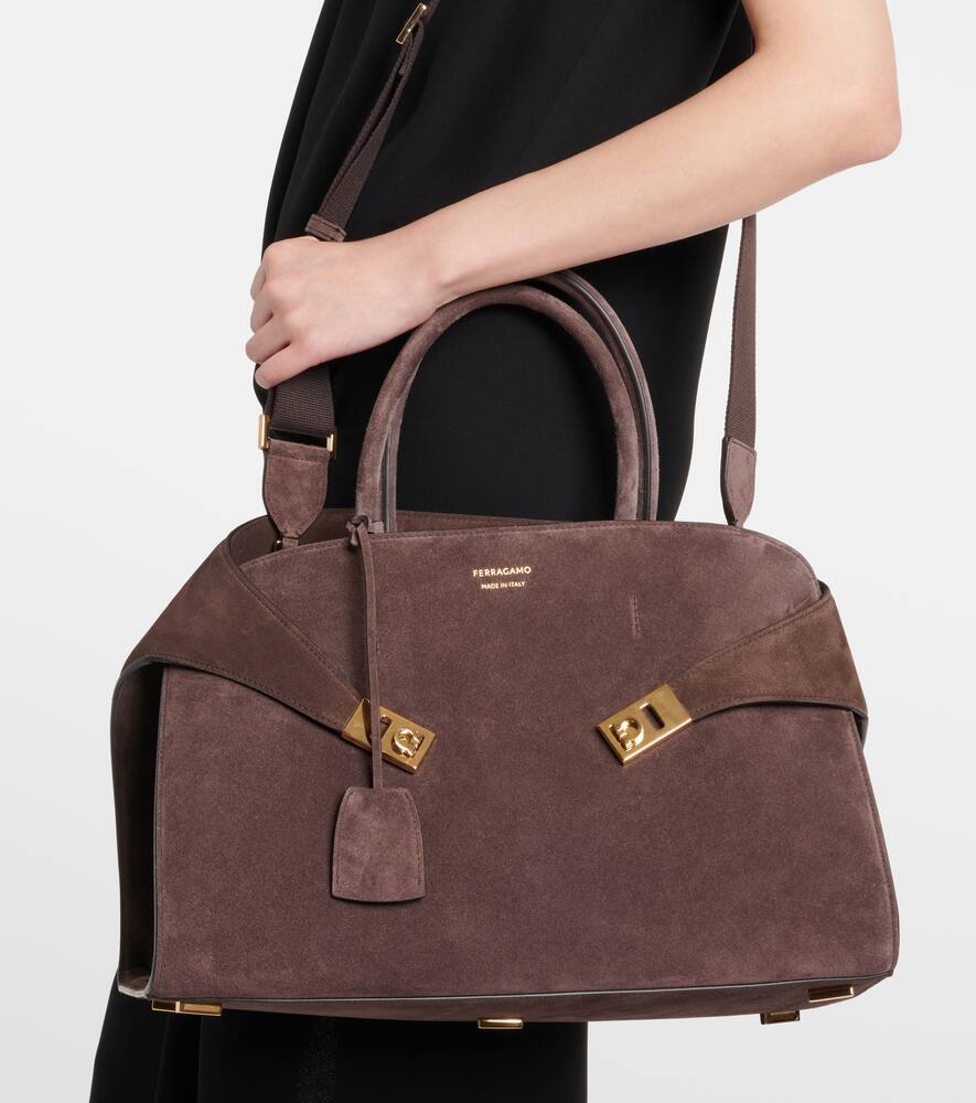 Ferragamo Hug Large suede tote bag