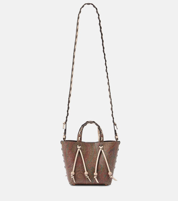 Etro Essential Small coated canvas shoulder bag. Shop Etro Top-Handle Bags for women now.