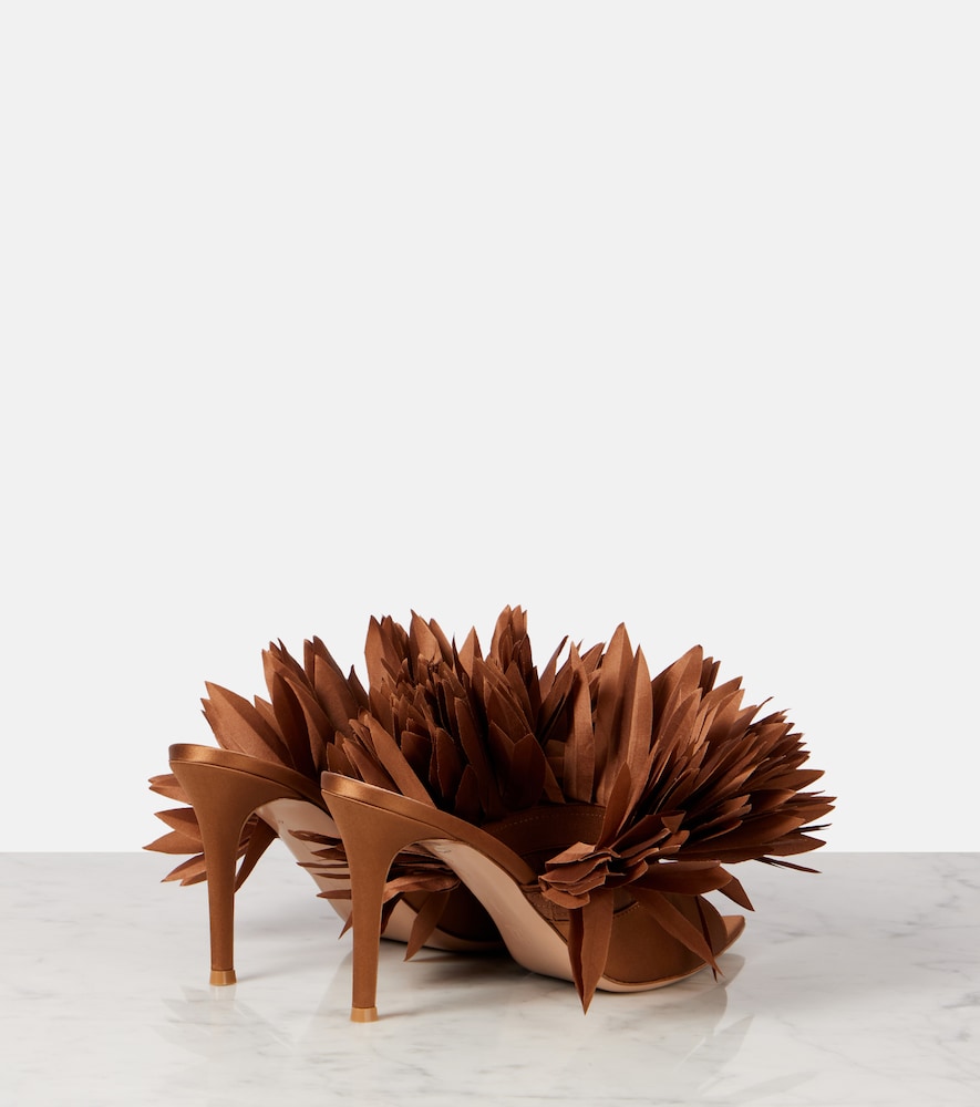Gianvito Rossi Daniah 85 applique crepe satin mules