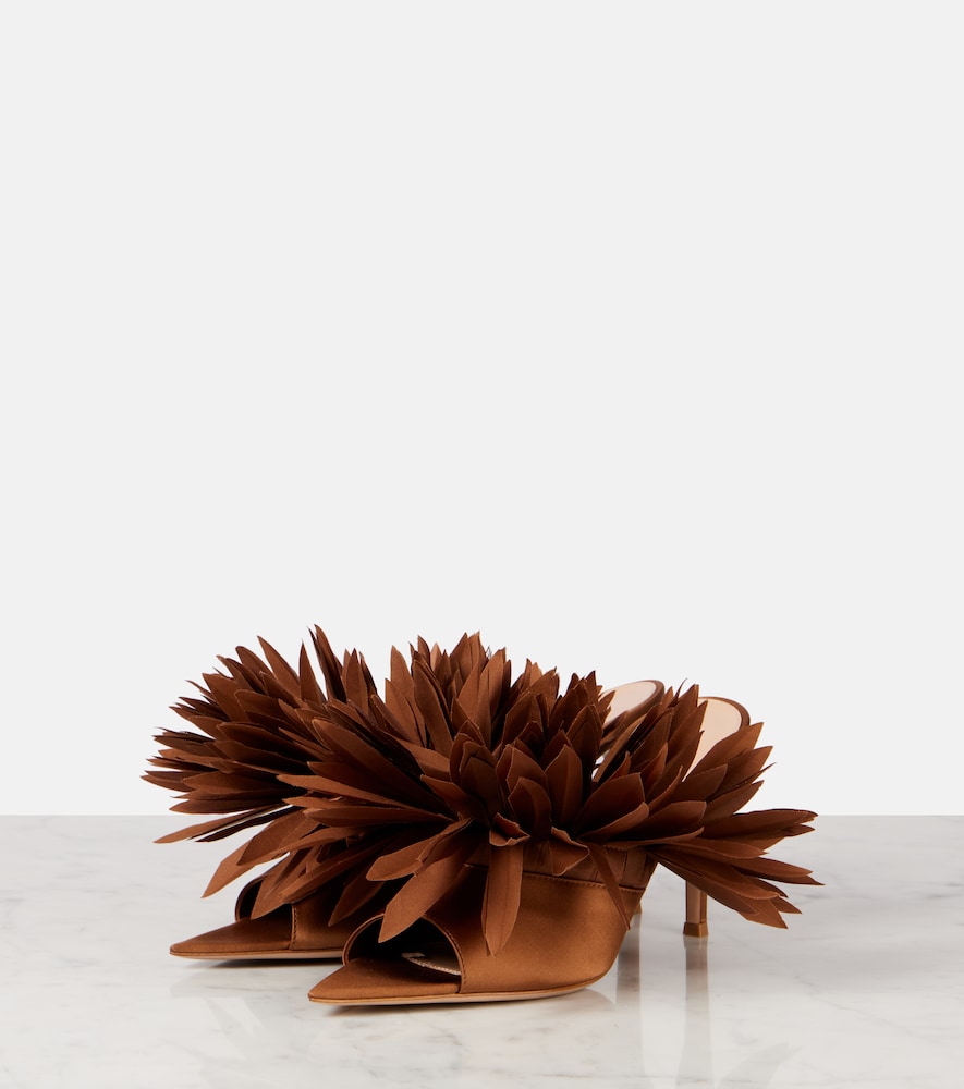 Gianvito Rossi Daniah 85 applique crepe satin mules