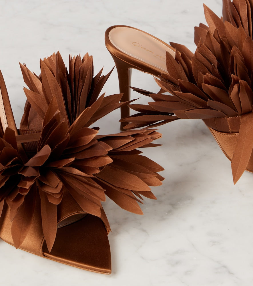 Gianvito Rossi Daniah 85 applique crepe satin mules