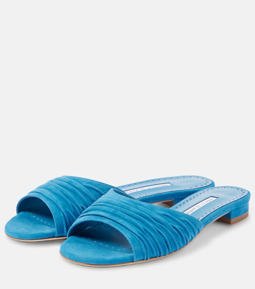 Manolo Blahnik Piruaflat 10 suede sandals