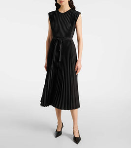 Joseph Volta belted pliss√É¬© satin midi dress