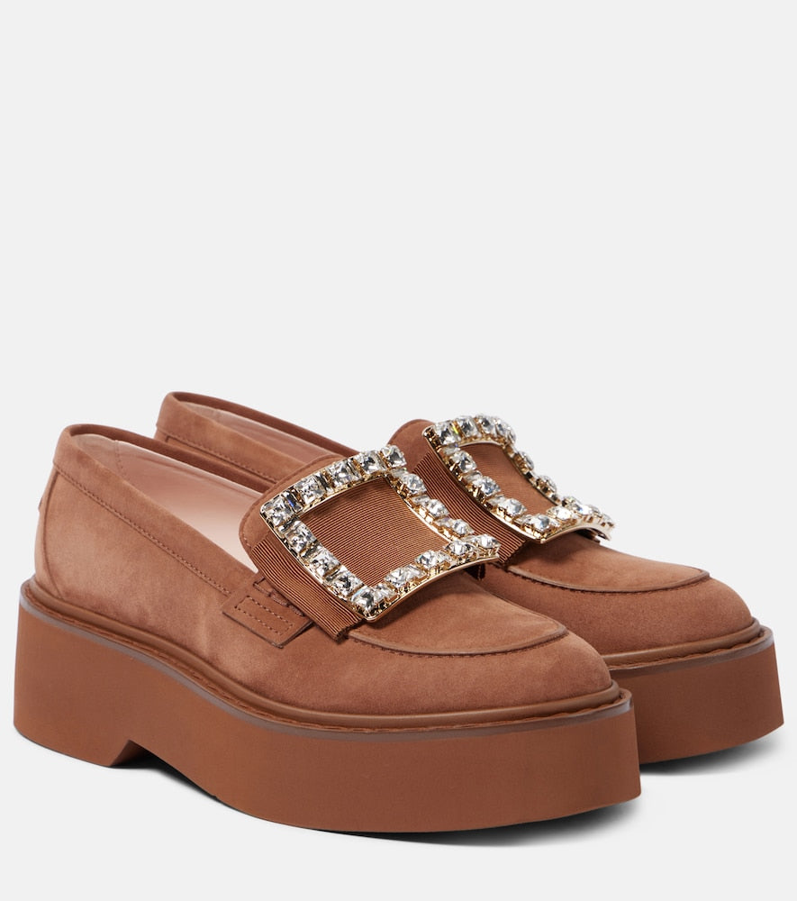 Roger Vivier Viv' Rangers suede platform loafers