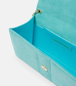 Manolo Blahnik Capri embellished suede clutch
