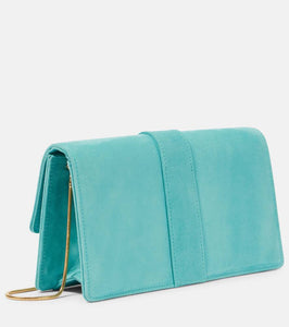 Manolo Blahnik Capri embellished suede clutch