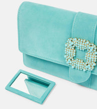 Manolo Blahnik Capri embellished suede clutch