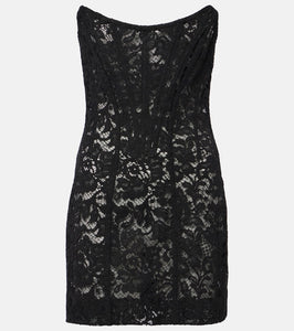 Dolce&Gabbana Floral cotton-blend lace minidress