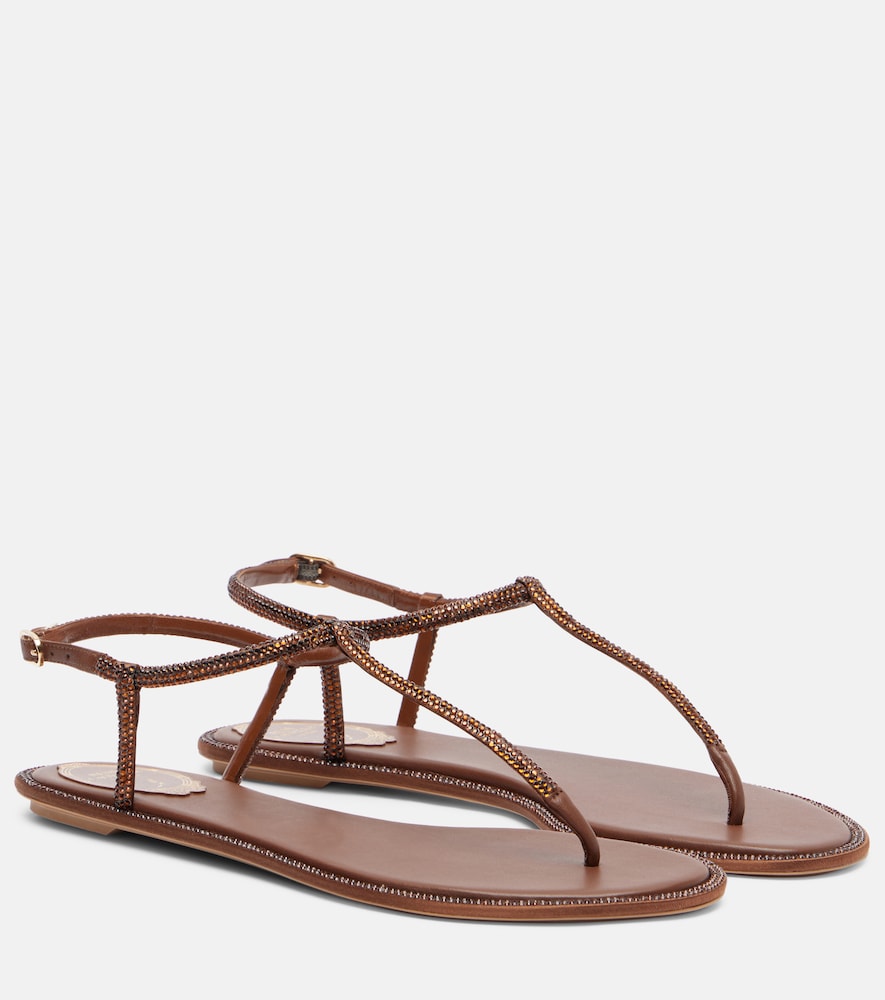 Rene Caovilla Diana embellished satin thong sandals