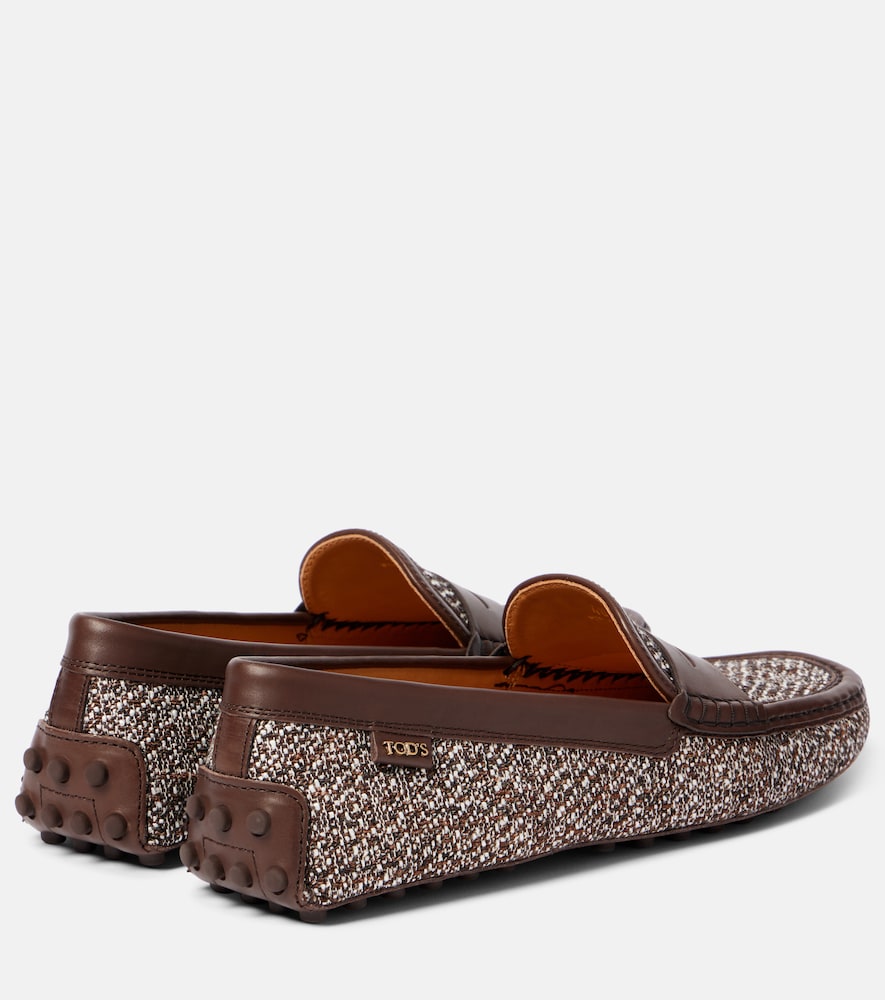 Tod's Gommino leather-trimmed tweed driving shoes