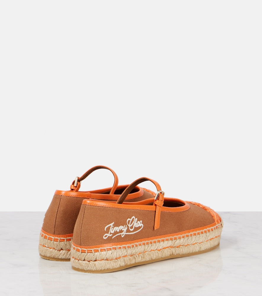 Jimmy Choo Aciel leather-trimmed canvas espadrilles