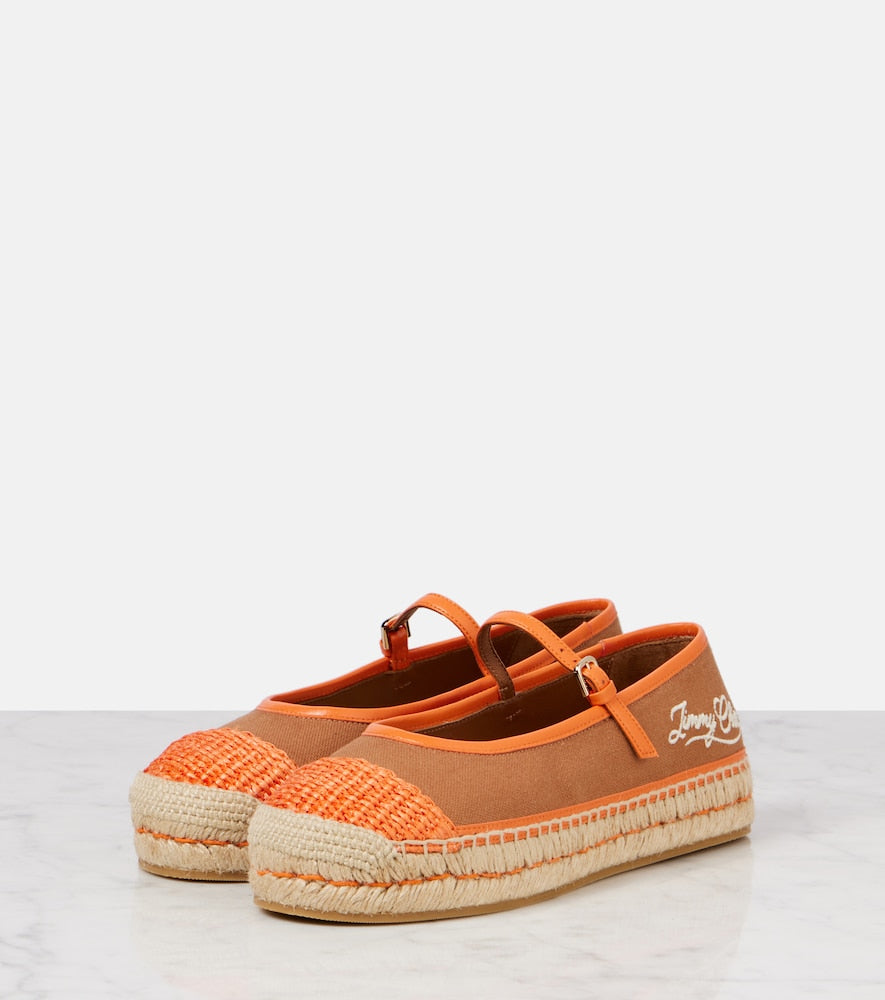 Jimmy Choo Aciel leather-trimmed canvas espadrilles