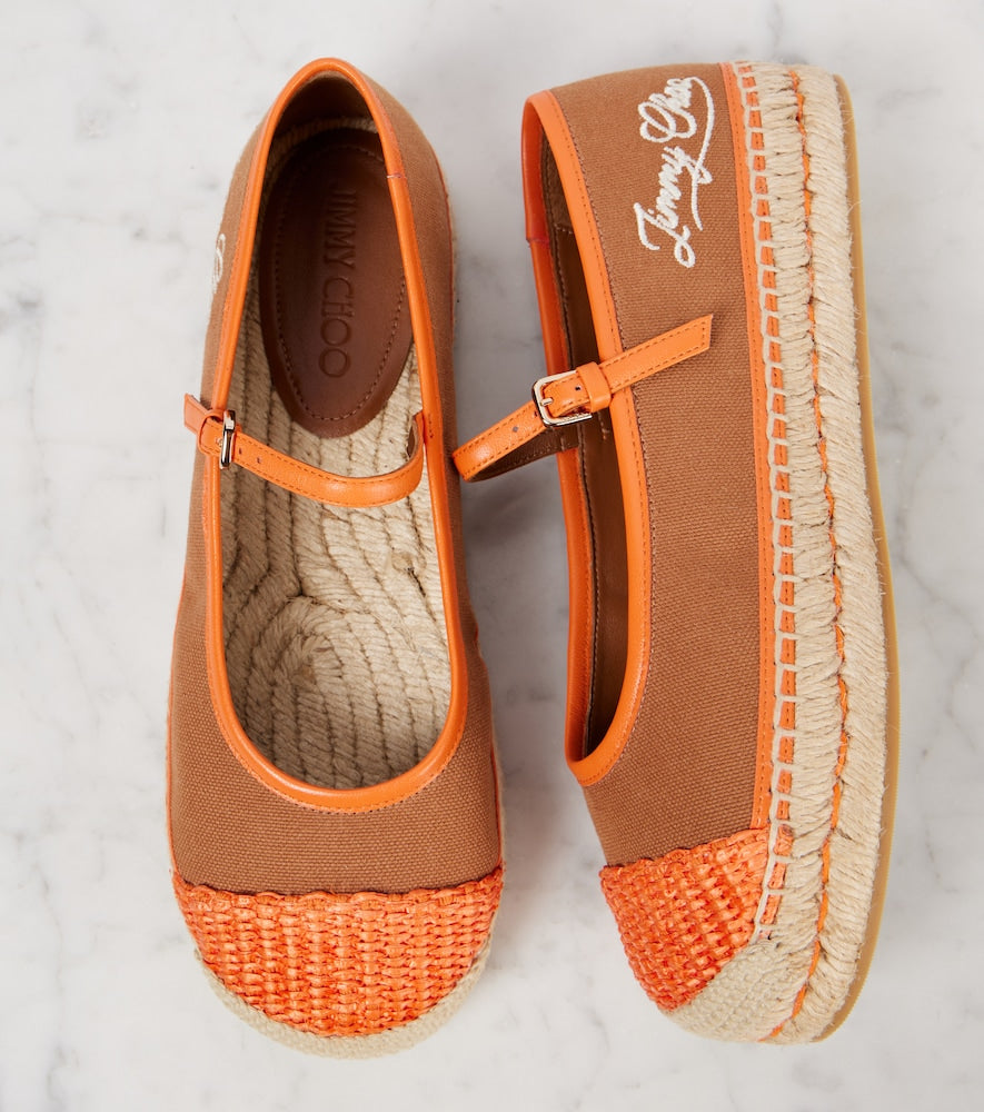 Jimmy Choo Aciel leather-trimmed canvas espadrilles