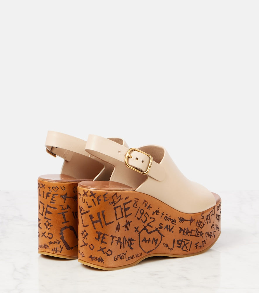 Chloe Maxime debossed leather wedges