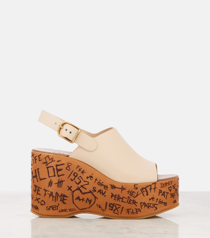 Chloe Maxime debossed leather wedges