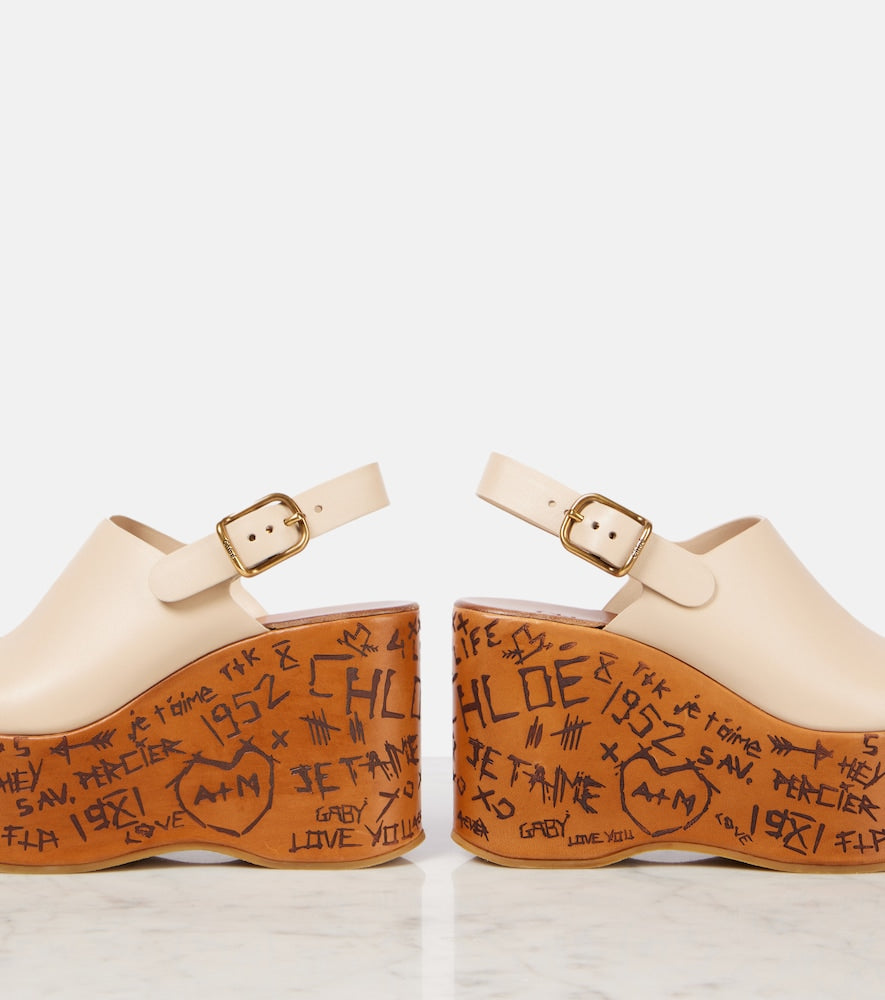 Chloe Maxime debossed leather wedges