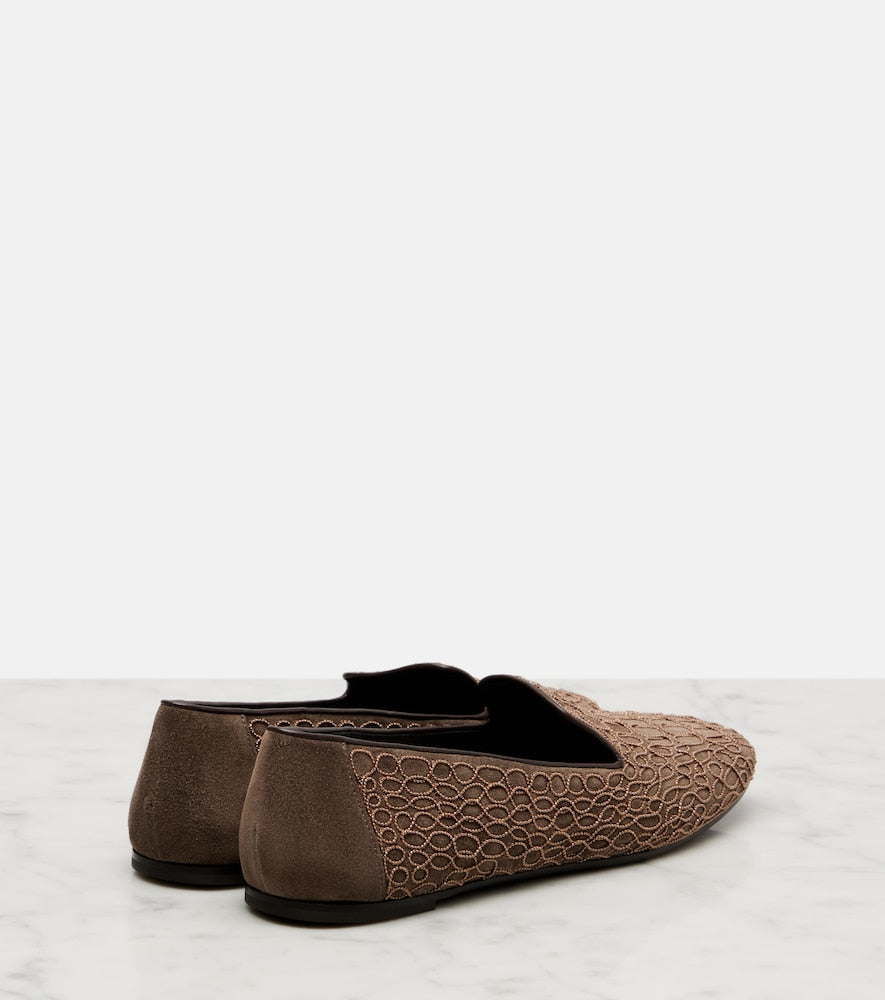 Brunello Cucinelli Embellished suede loafers